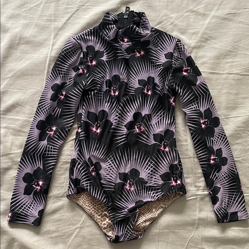 Acacia Swimwear Kids Ehukai One Piece - Black and Purple Floral